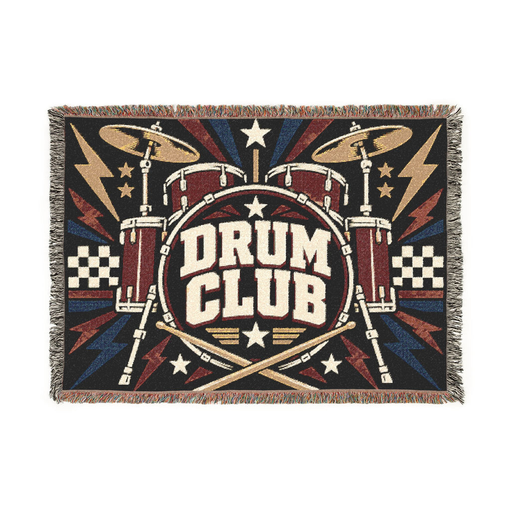 DRUM CLUB Woven Cotton Blanket – Vintage Drum Kit Throw
