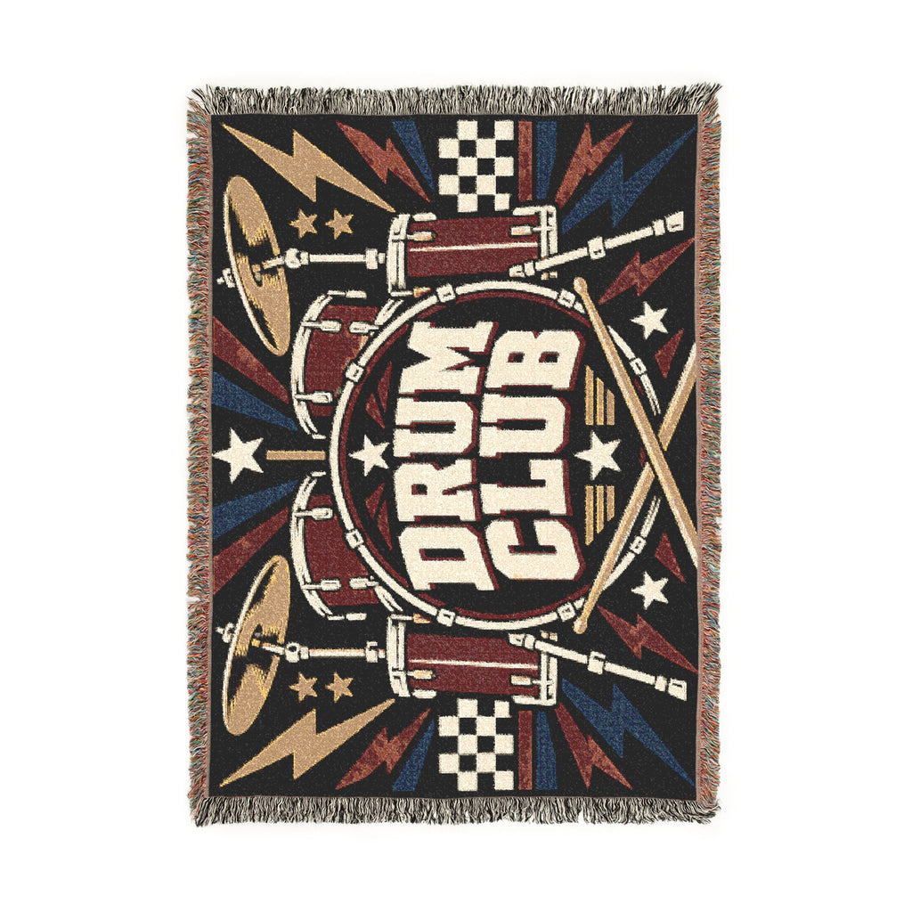DRUM CLUB Woven Cotton Blanket – Vintage Drum Kit Throw
