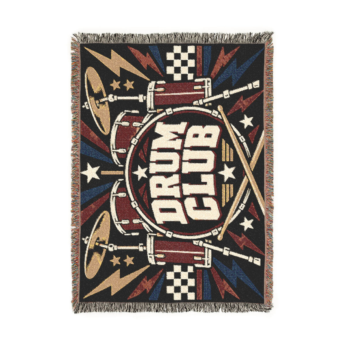 DRUM CLUB Woven Cotton Blanket – Vintage Drum Kit Throw