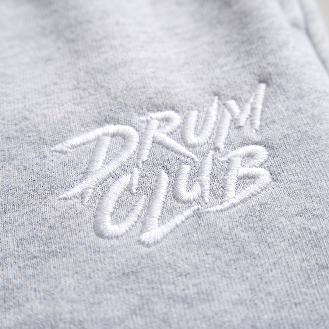 DRUM CLUB Brush Embroidered Fleece Joggers — Light Heather Gray
