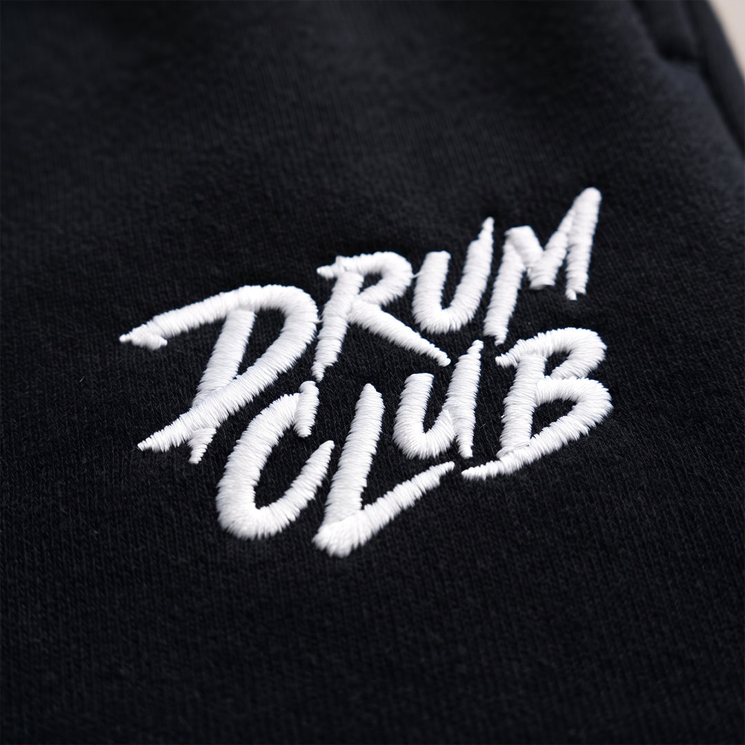 DRUM CLUB Brush Embroidered Fleece Joggers — Black