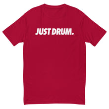 Load image into Gallery viewer, Perfect for drummers, percussionists, and marching band enthusiasts, the &#39;JUST DRUM&#39; classic black t-shirt is stylish and comfortable.
